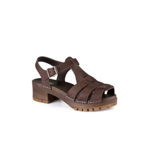 Swedish Hasbeens Grunge Clog Sandal - Brown